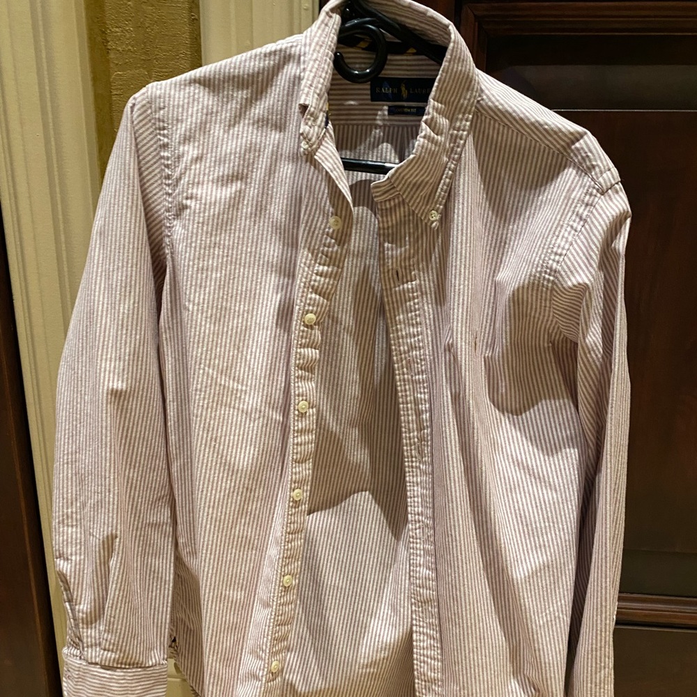 Men’s Ralph Lauren Lavender Striped LS Poli Size S